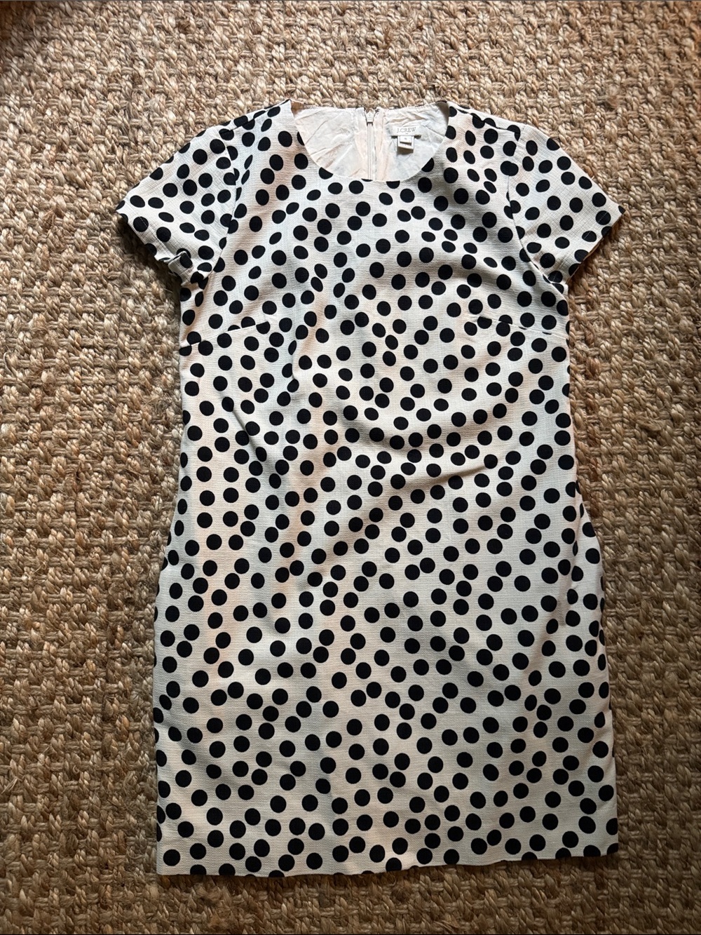 J. Crew Factory Black Polka Dot Short Sleeve Shift Dress